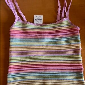 Anthropologie LyreBird Sparkle Stripe Double-Strap Tank